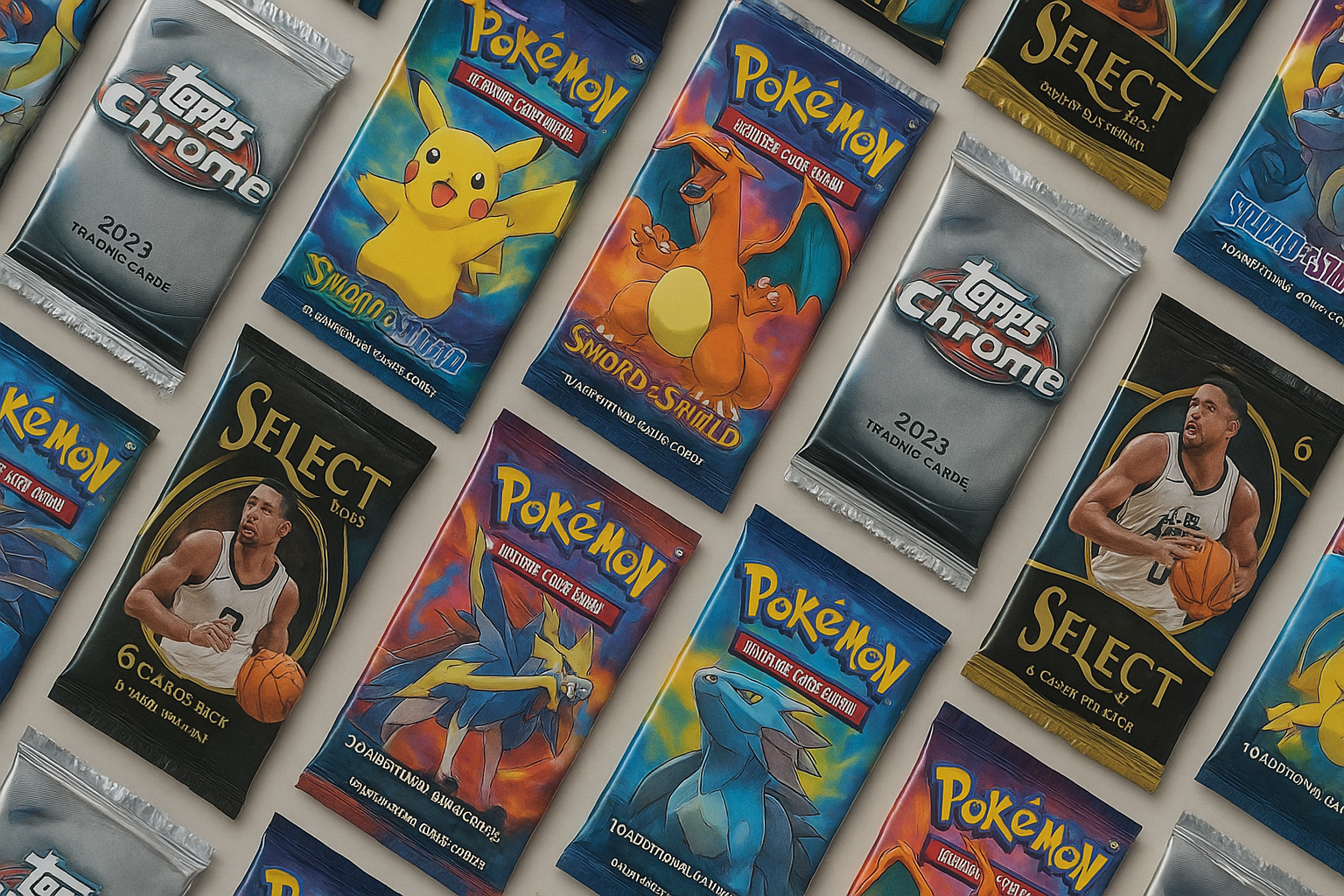 Okej, przerób paczki piłkarskie na paczki z firmy Topps Chrome i Panini Select. Pokemony zostaw